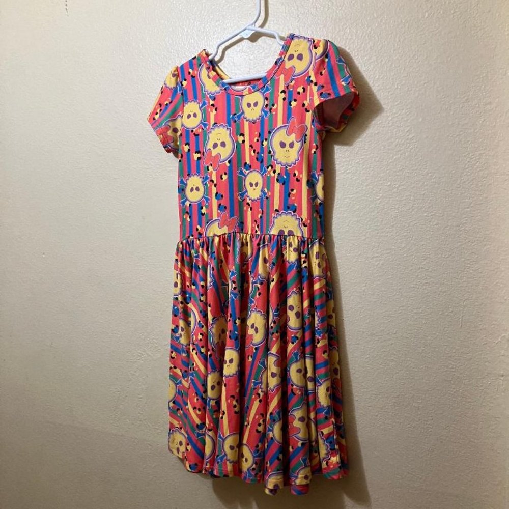 NWT Dot Dot Smile Girl's Multicolor Skull & Crossbones W/Bow Pattern Dress 5/6